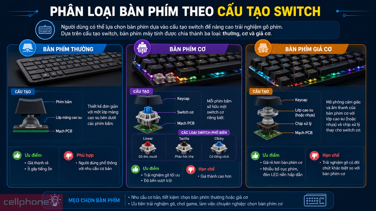 Phân loại theo cấu tạo switch