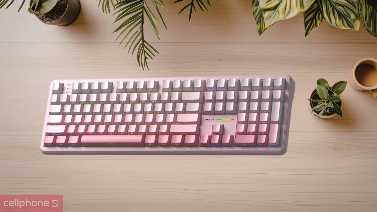 Dream Sakura switch của bàn phím cơ không dây AULA F108 Hồng Gradient