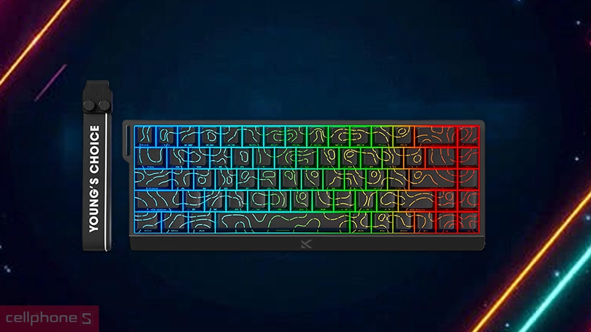 Đèn nền LED RGB sinh động trên Bàn phím Gaming có dây Mchose ACE68 HE Magnetic Rapid Trigger Black Topographic