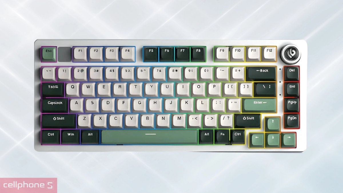 Keycap bàn phím cơ không dây Leobog HI75C Pro Xanh lá trắng