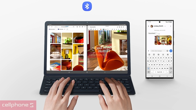 Bàn phím + Bao da Samsung Galaxy Tab S9 chính hãng - Thiết kế mỏng nhẹ, bàn phím tiện lợi