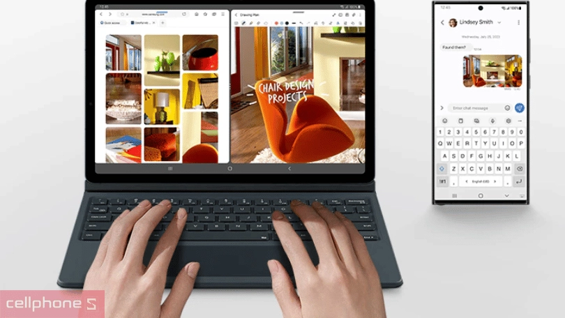 Kết nối bàn phím bao da AI Galaxy Tab S9/S9 FE Touch Pad