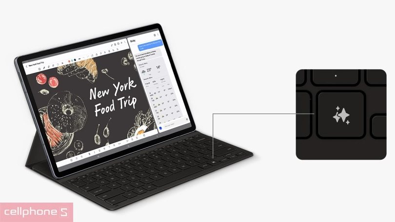 Bàn phím + Bao da AI Samsung Galaxy Tab S10 Plus/S9 Plus/S9 FE Plus
