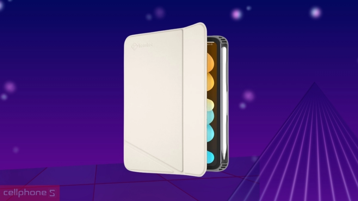 Nạp pin Apple Pencil bao da iPad mini 6/7 Tomtoc từ tính đa góc SMAR-TRI DRS