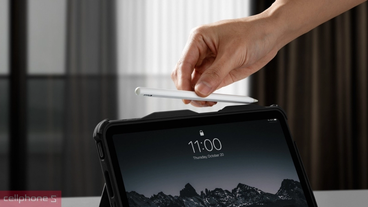 sạc không dây Apple Pencil 2 bao da Ipad Pro 11 2018 2022 Tomtoc 2 in 1 Ultra Detachable DRS