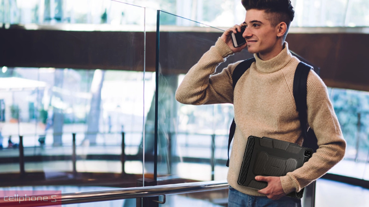 chất liệu cao cấp bao da iPad Pro 12.9 Spigen Rugged Pro Gunmetal DRS