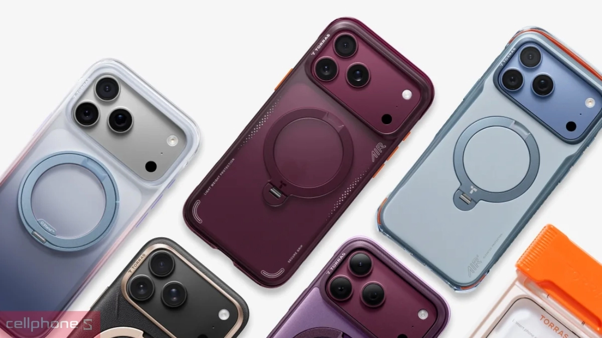 Ốp lưng iPhone 18 Torras nổi bật với chân đế xoay 360 độ