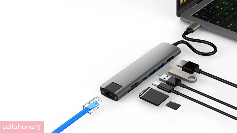 Tốc độ Hub chuyển đổi HyperDrive SLAB 7-in-1 cổng USB-C HD22H