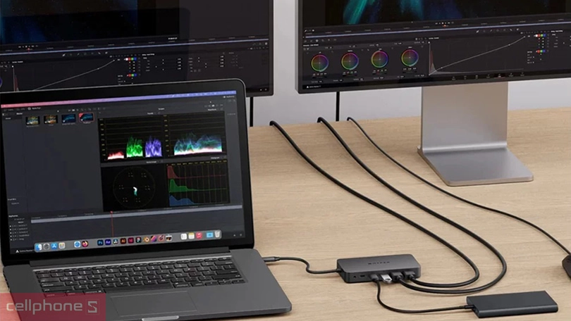 Khả năng kết nối của hub Macbook HyperDrive Next Dual 4K HDMI 7 in 1 (2 màn hình) USB-C HD7002GL