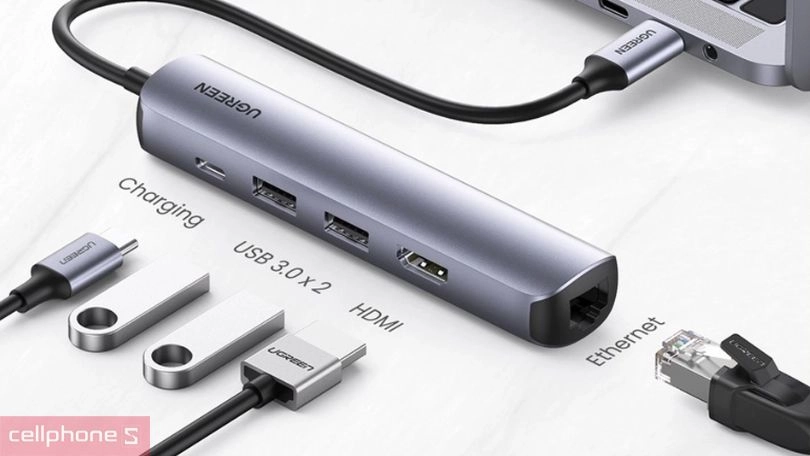 Cổng kết nối cáp chuyển đổi Ugreen 5 in 1 CM418 10919