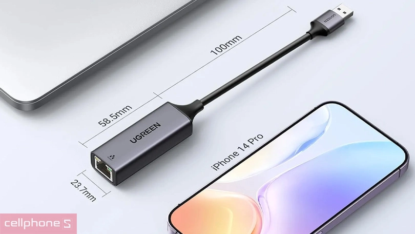 Kích thước cáp chuyển đổi Ugreen USB-A 3.0 to RJ45 CM209 15736