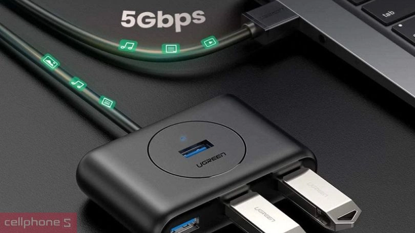 Thiết kế Hub chuyển đổi Ugreen USB 3.0 4 cổng dài 1m 20291