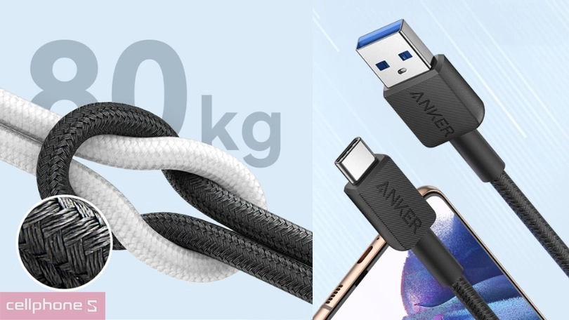 Cáp USB-A To Type C Anker 322 1.8m A81H6 - Truyền dữ liệu nhanh chóng