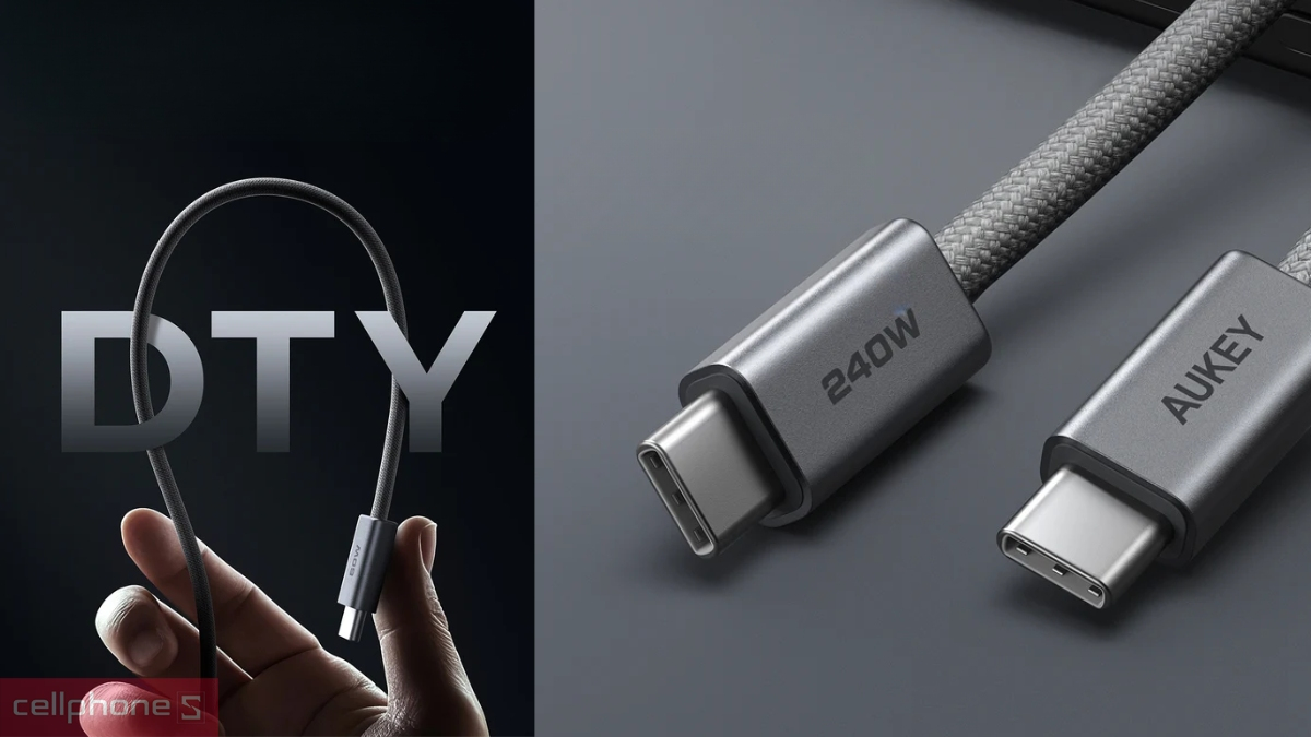 Thiết kế cáp Aukey Type-C to C CB-DCC242 240W 1.8m