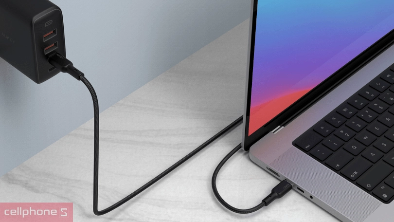 Công suất cáp Aukey CB-KCC101 C-C bọc dù lõi Kevlar siêu bền 1m