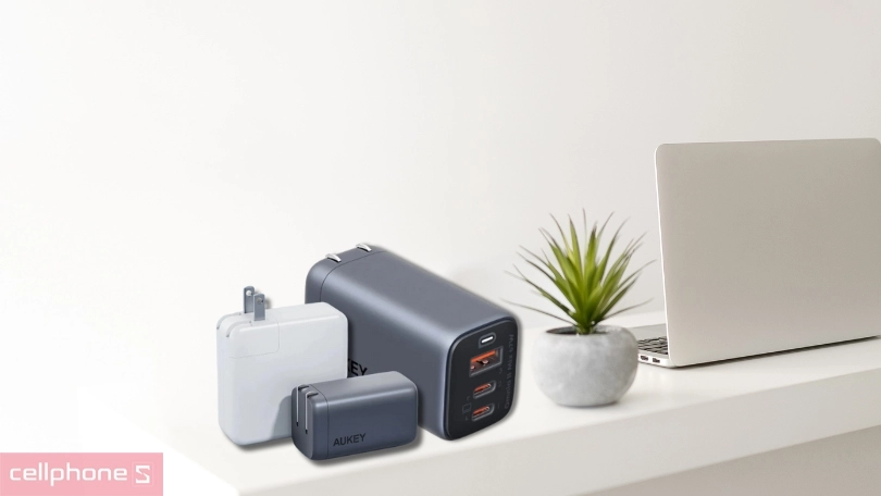 Sạc Aukey PD 67W PA-B6U Omnia 3 cổng, chấu gập