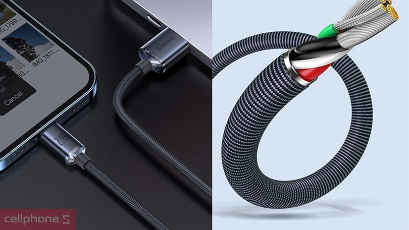 Cáp Baseus Crystal Shine USB-C to Lightning 1.2M