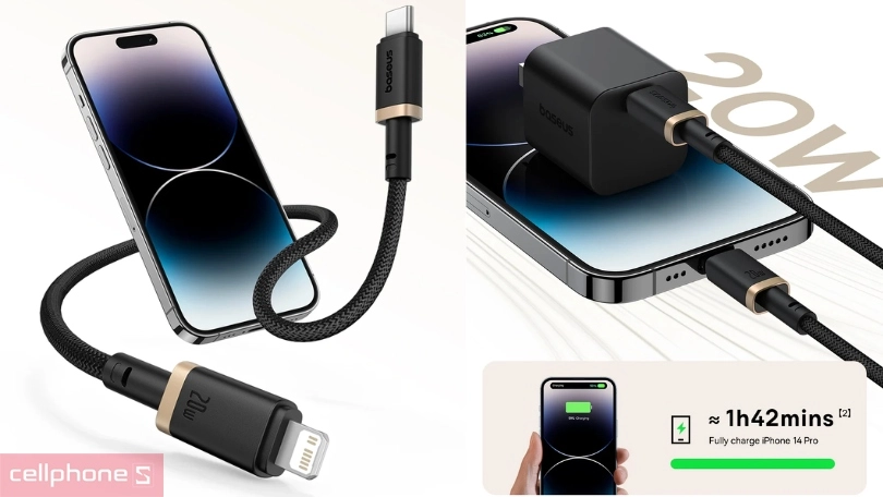 Tốc độ sạc, khả năng tương thích của cáp Type-C to Lightning Baseus Dura Series 20W 1m