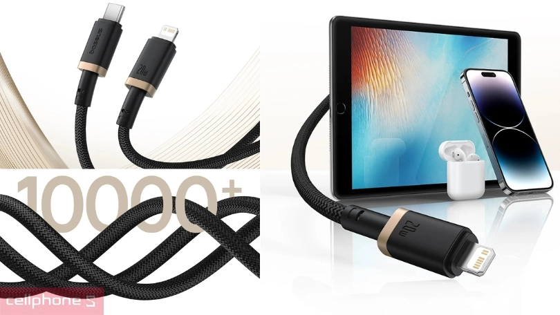 Chất liệu, chiều dài của cáp Type-C to Lightning Baseus Dura Series 20W 1m