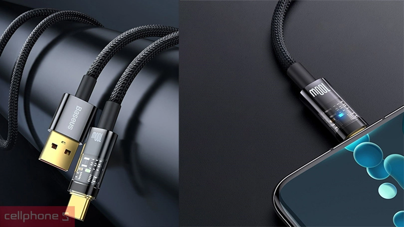 Thiết kế cáp Baseus Explorer series USB-A to USB-C 100W 2m