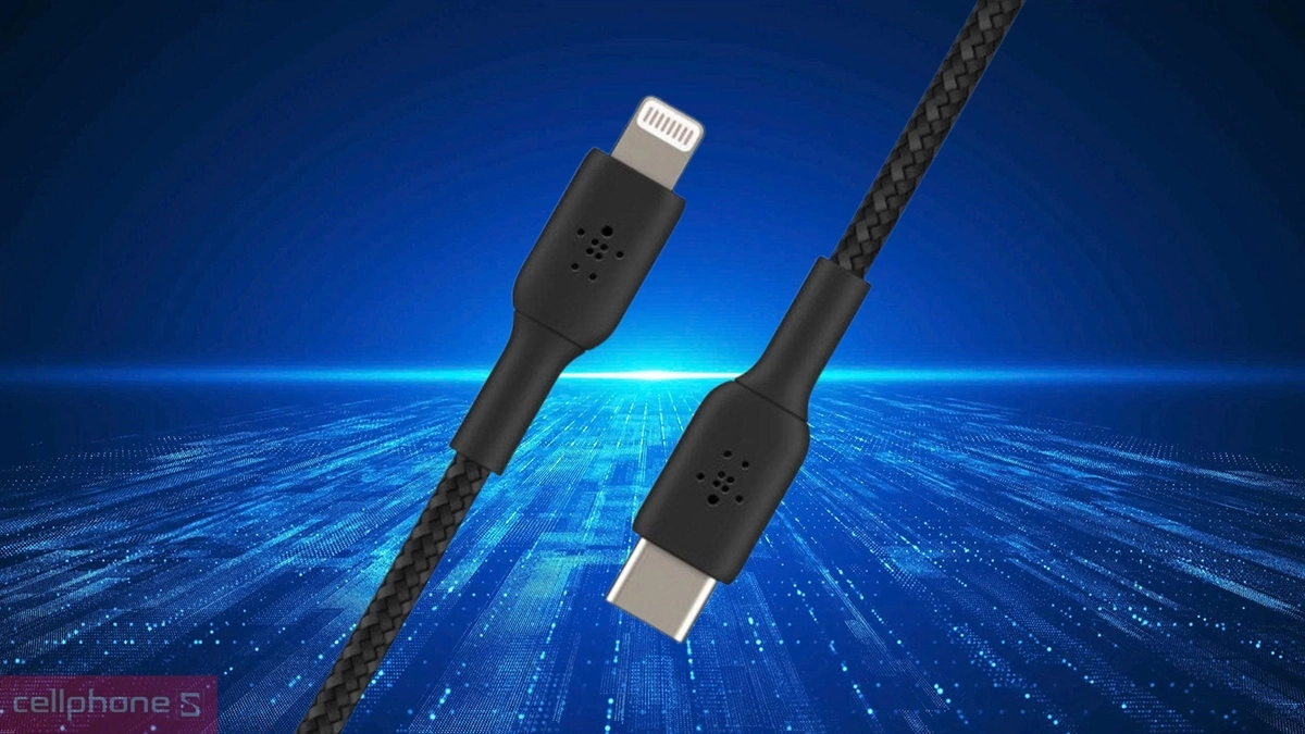 Thiết kế, chất liệu của cáp Belkin Type-C to Lightning Boost Charge MFI 30W vỏ dù