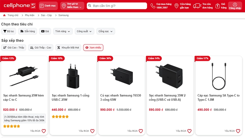 Mách bạn cách mua cáp, sạc chính hãng Samsung siêu ưu đãi tại CellphoneS