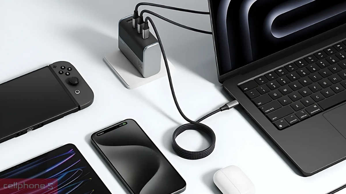 Tốc độ sạc cáp Cuktech từ tính Type-C to C 6A 240W 1m CMC610