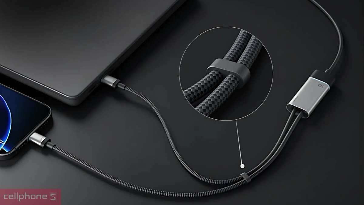 Thiết kế cáp Cuktech Type-C to C 5A 100W 1.35M