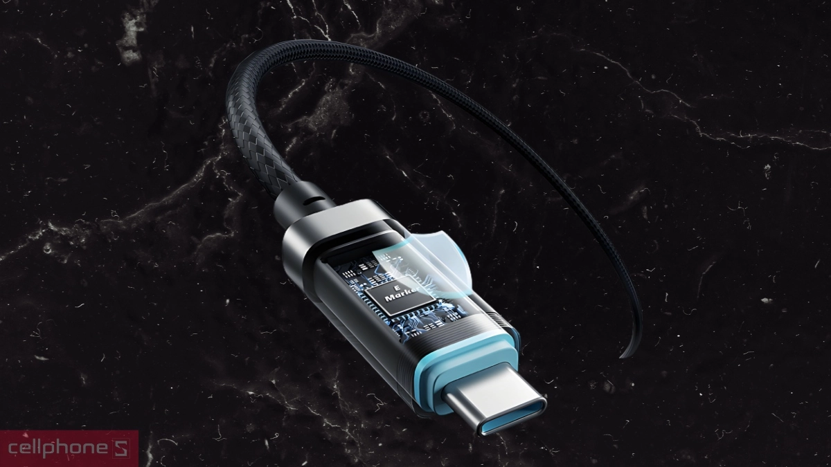 Vỏ bện 48 sợi cáp sạc nhanh từ tính Cuktech 6A Type-C 240W 1.5m CMC615P