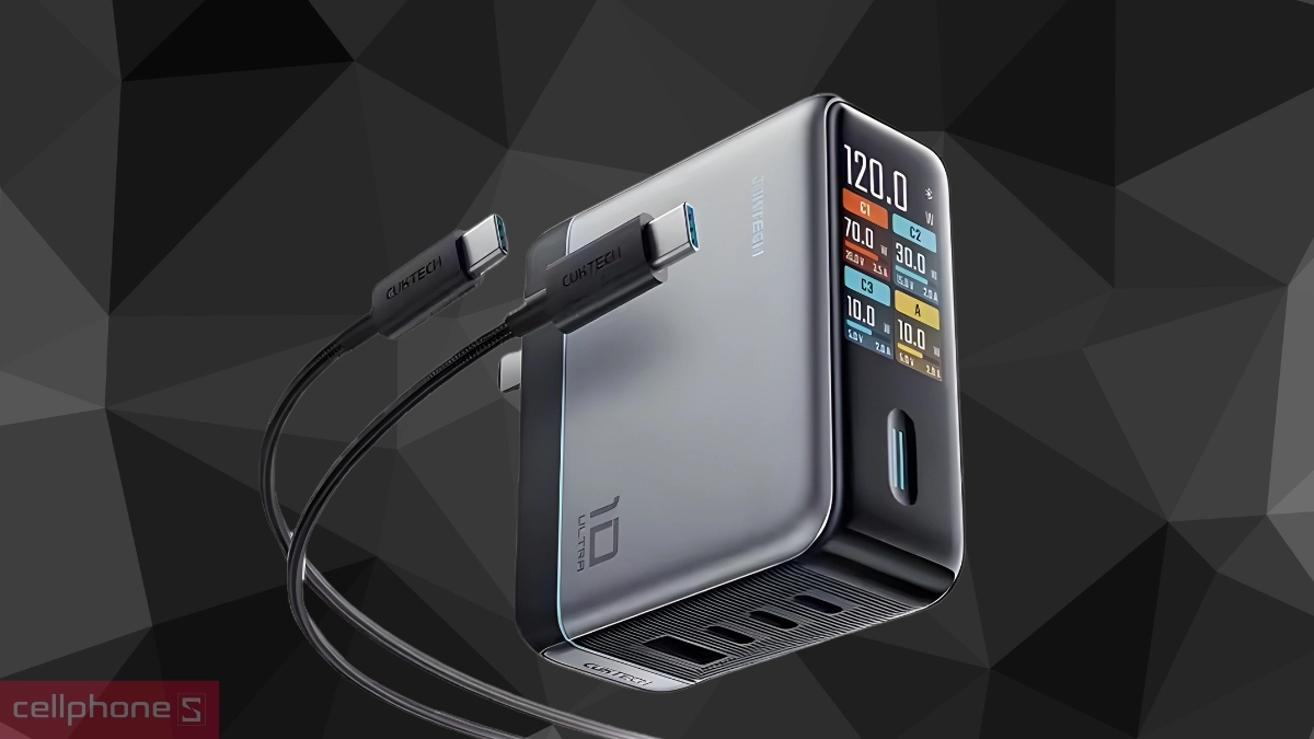 Cáp C to C củ sạc Cuktech 3C1A No.10 màn hình Ultra kèm cáp C to C 120W AD1204U