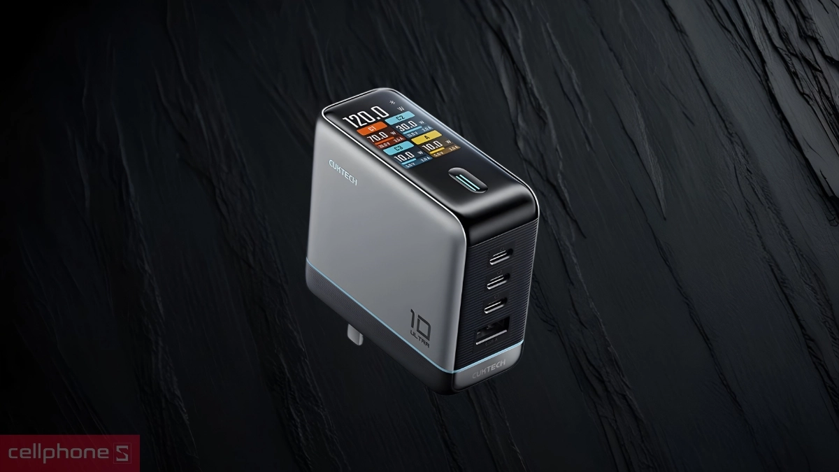 Màn hình TFT củ sạc Cuktech 3C1A No.10 màn hình Ultra kèm cáp C to C 120W AD1204U