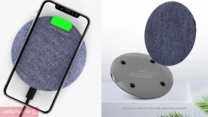 Đế sạc không dây Devia UFO siêu mỏng 15W