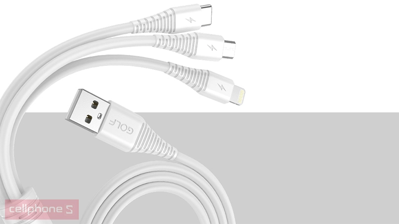 Đánh giá cáp Golf 3 in 1 sạc nhanh 3A GC-65 dài 1m