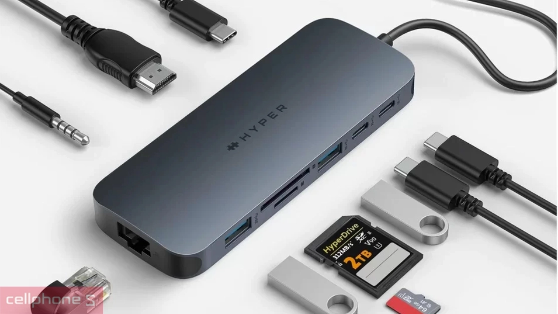 Hub chuyển đổi Hyperdrive Next Business Class 10 in 1 cổng USB-C HD7001GL tốc độ chuyển đổi cao, nhiều cổng kết nối