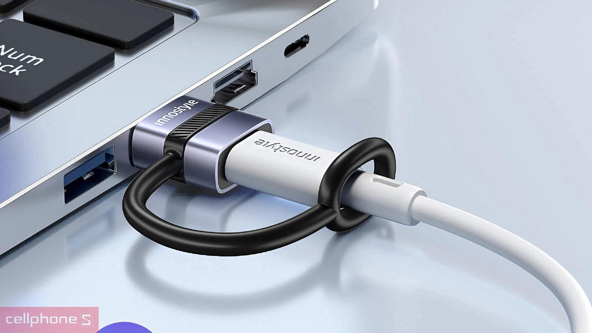 Thiết kế cổng chuyển OTG Innostyle FlexiLink USB-A to Type-C Female Silicone Tape ST-520GY