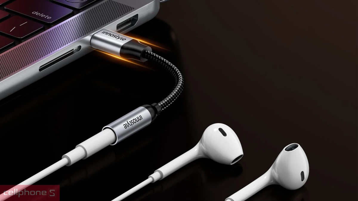 Thiết kế cổng chuyển OTG Innostyle Type-C to 3.5mm audio female DAC-A130GY