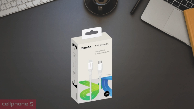 Kích thước, màu sắc của cáp chuyển đổi Type-C to Type-C Momax DC25 1-Link 100W 2m