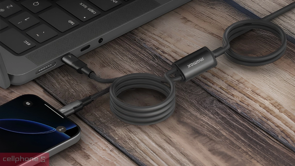 Vỏ nylon cáp Momax Maglink USB-C to C 100W dài 2m DC56