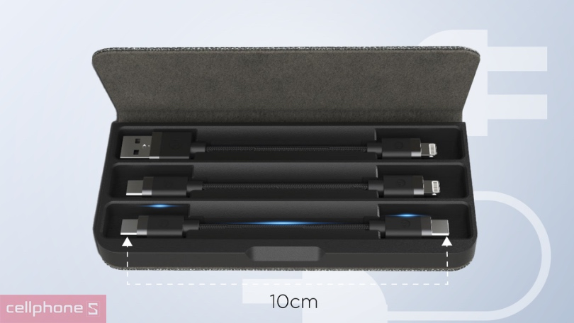 Thiết kế, chất liệu của combo 3 cáp USB-A Type-C Lightning Mophie 633 10cm