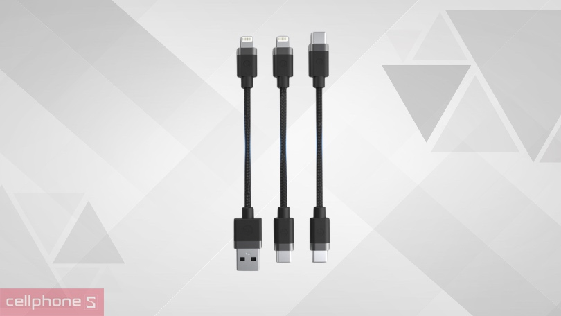 Tốc độ sạc, khả năng tương thích của combo 3 cáp USB-A Type-C Lightning Mophie 633 10cm