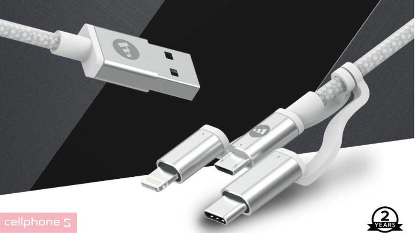 Cáp Mophie 3 trong 1 (Lightning - Micro - Type-C) 1m