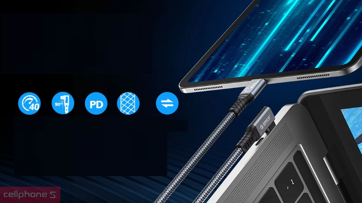 Khả năng kết nối Cáp chuyển đổi Thunderbolt 4 Orico TBW4-20-GY 2M