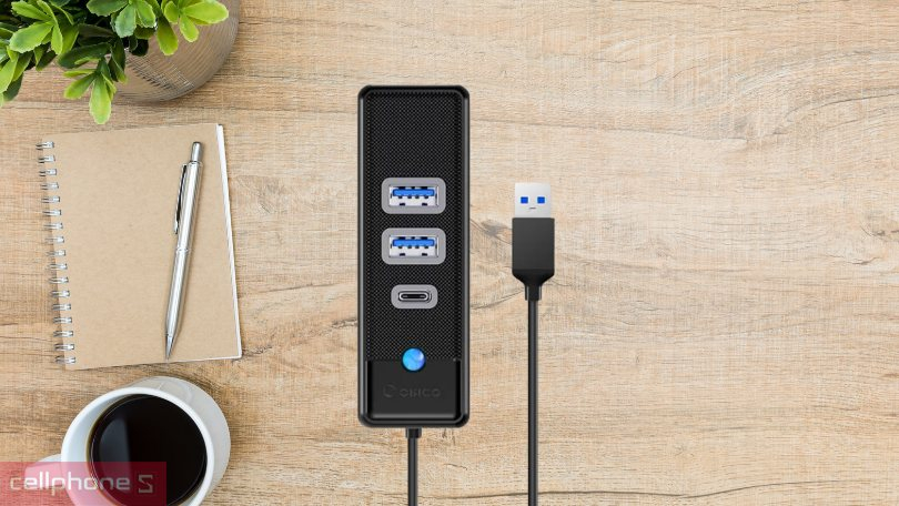 Hub chuyển đổi USB 3.0 Orico PWC2U-U3-015-BK-EP 2 USB 3.0 1 USBC: nhanh, gọn, tiện
