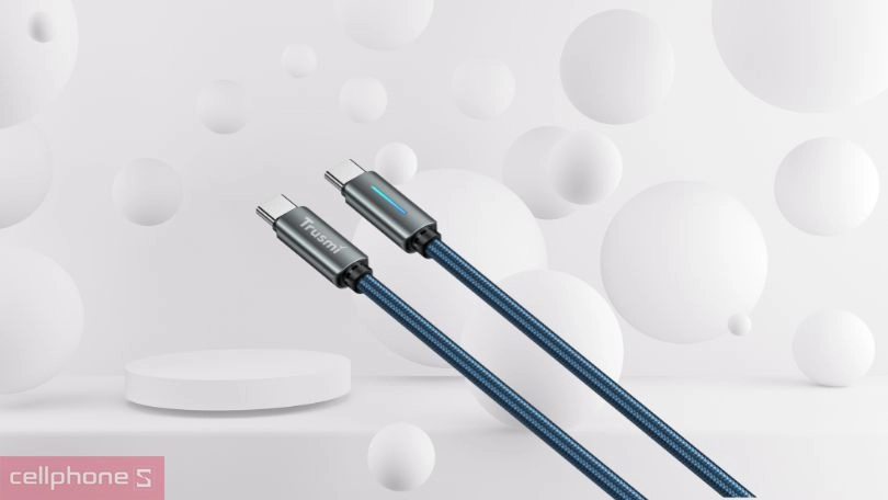 Thiết kế sạc Type C to Type C Trusmi LED 60W 1m