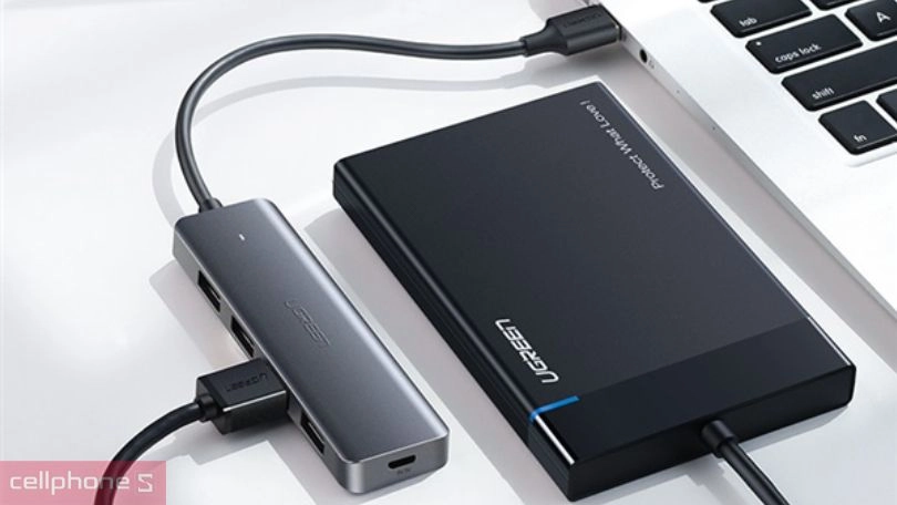 Hub chuyển đổi Ugreen 4 cổng USB 3.0 + Micro USB, vỏ mạ kim loại, siêu mỏng CM219 50985