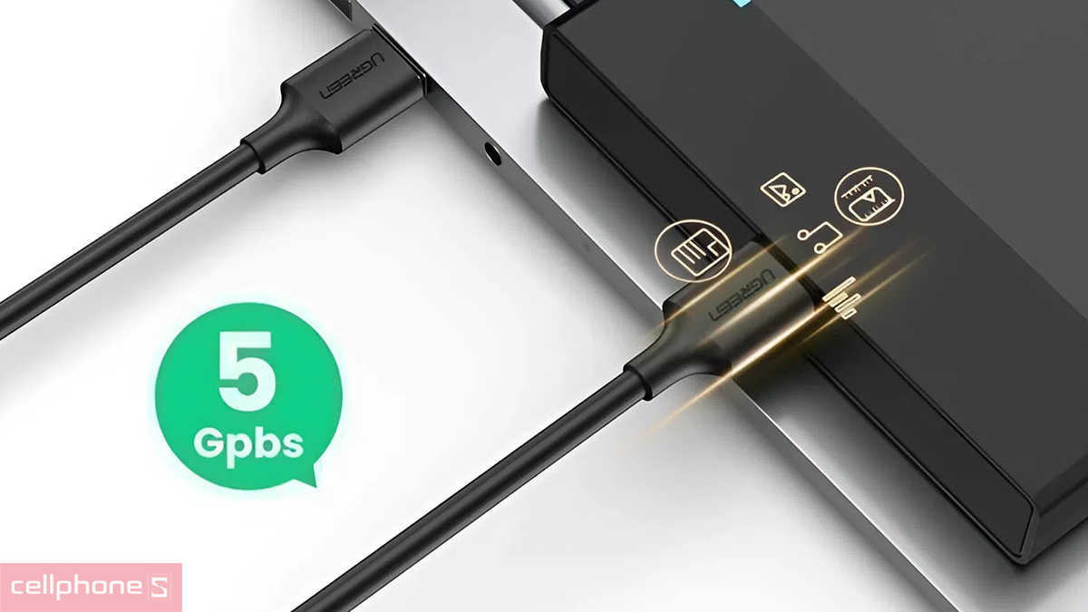 Lõi đồng cáp truyền dữ liệu Ugreen 2 đầu USB 3.0 dài 1m US128