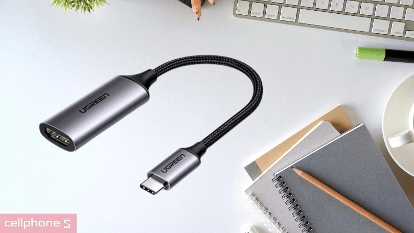 Cáp chuyển đổi type-C to HDMI 4K Ugreen 60HZ CM297 70444 dài 0.1m