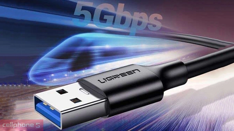 Tốc độ truyền tải của cáp dữ liệu Ugreen USB 3.0 sang Type-C 20884 2m