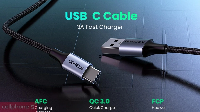 Đánh giá thiết kế Cáp USB-A to type-C Ugreen US288 1m