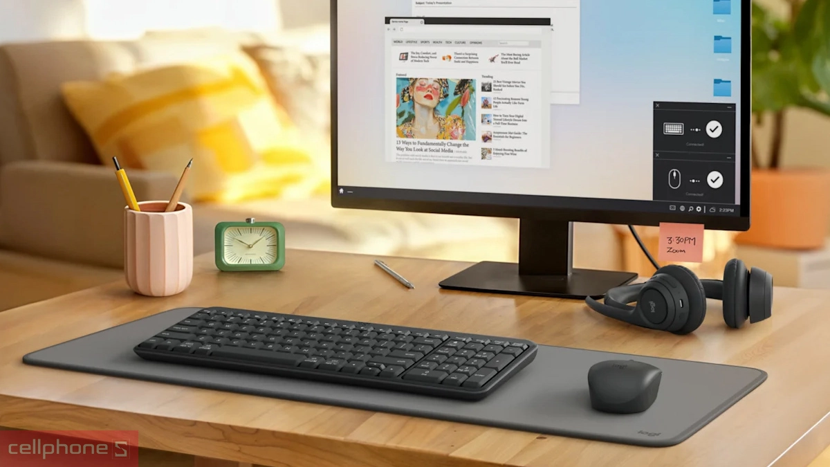 Kết nối không dây Combo bàn phím chuột không dây Logitech MK250